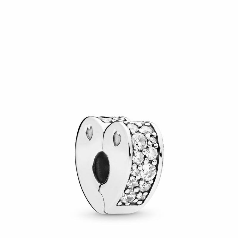 Pandora Sparkling Arcs Of Love Clip Charm Ireland - Sterling Silver/Silicone/Cubic Zirconia - 756482